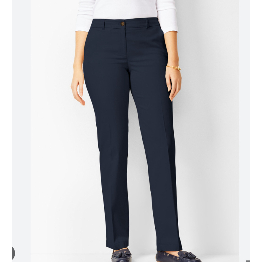 Talbots‎ Womens Navy Stretch Cotton Chino Pants Sz 8 P Curvy Straight Leg New